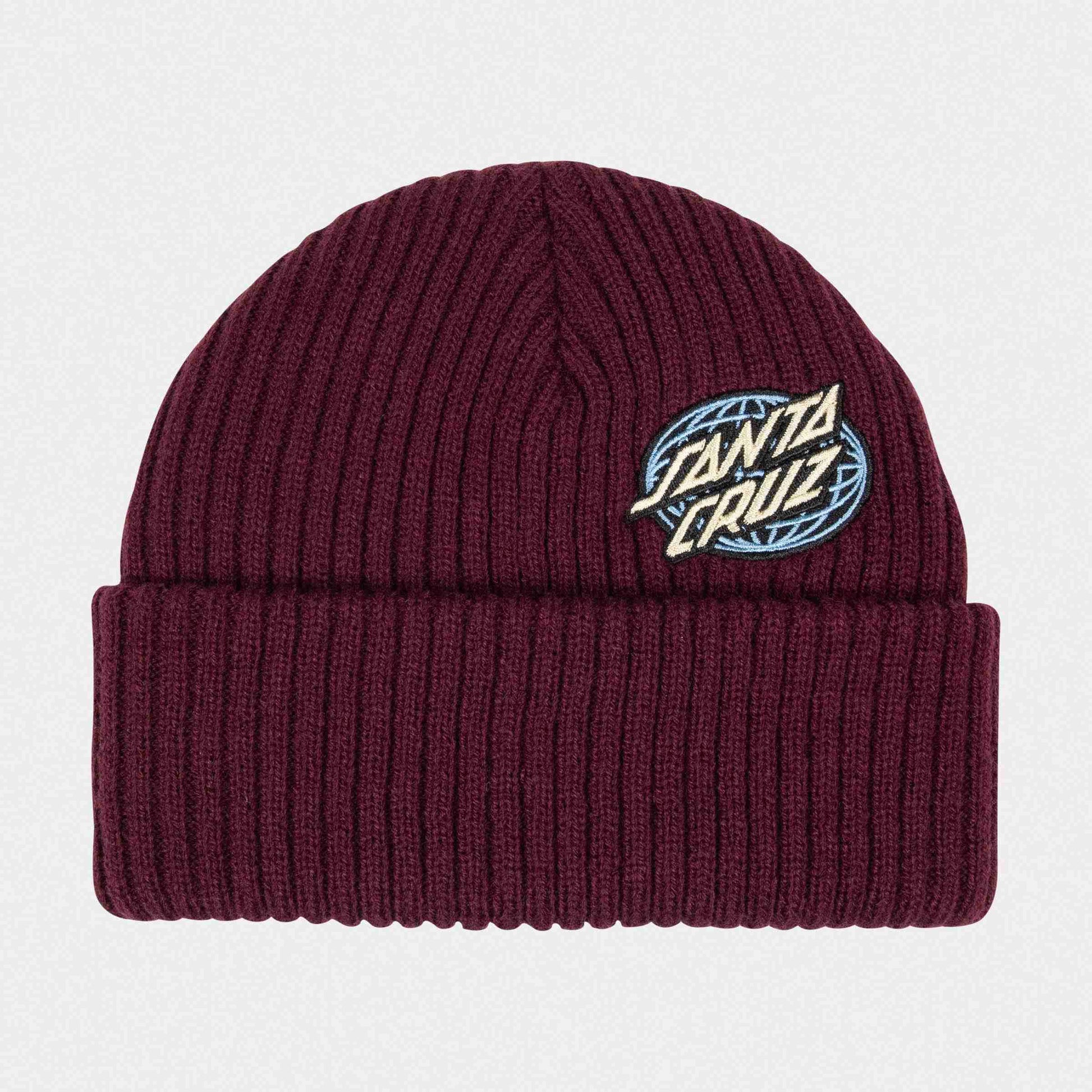 Santa Cruz Global Oval Dot Beanie Dark Cherry