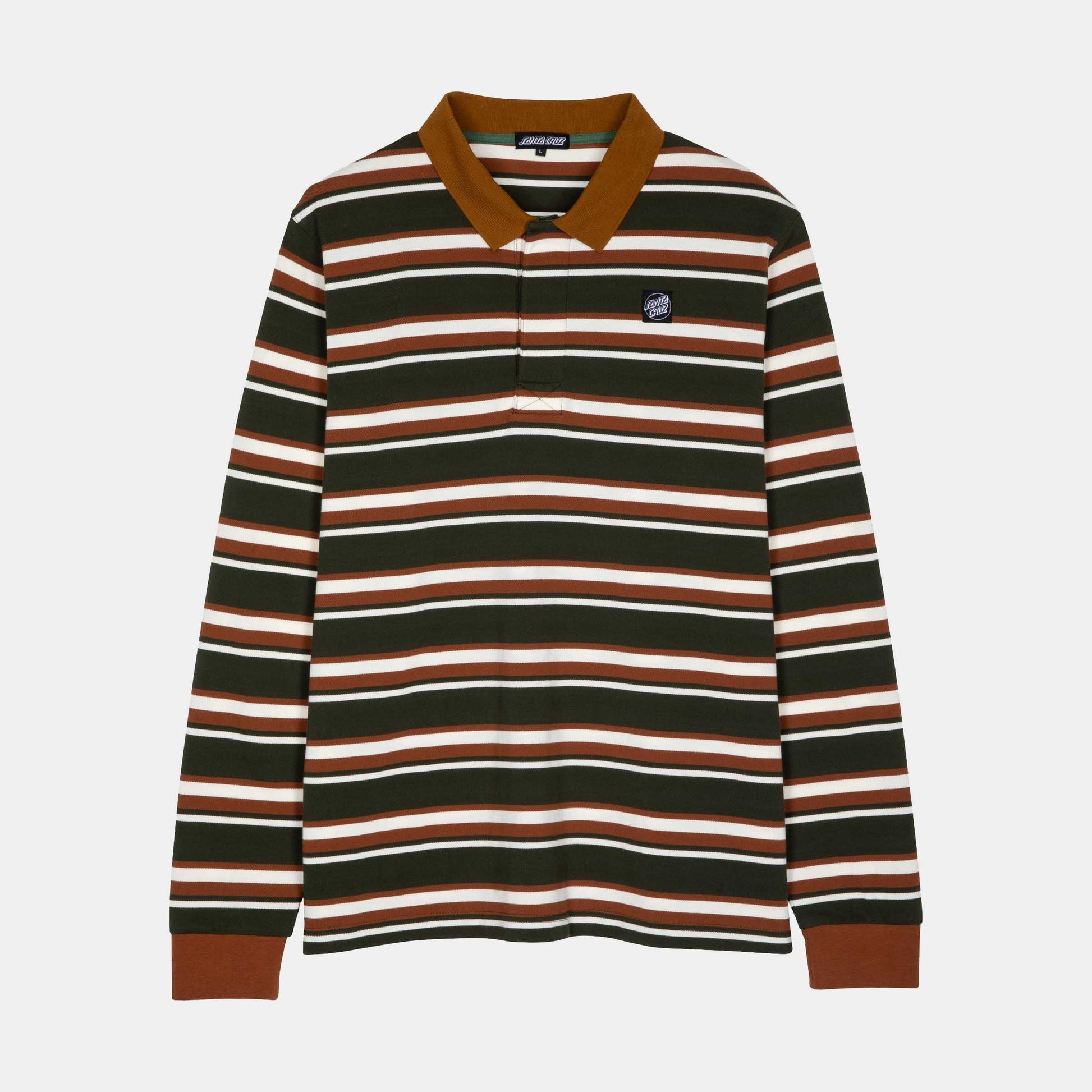Santa Cruz Cera L/S Polo Dark Moss Stripe