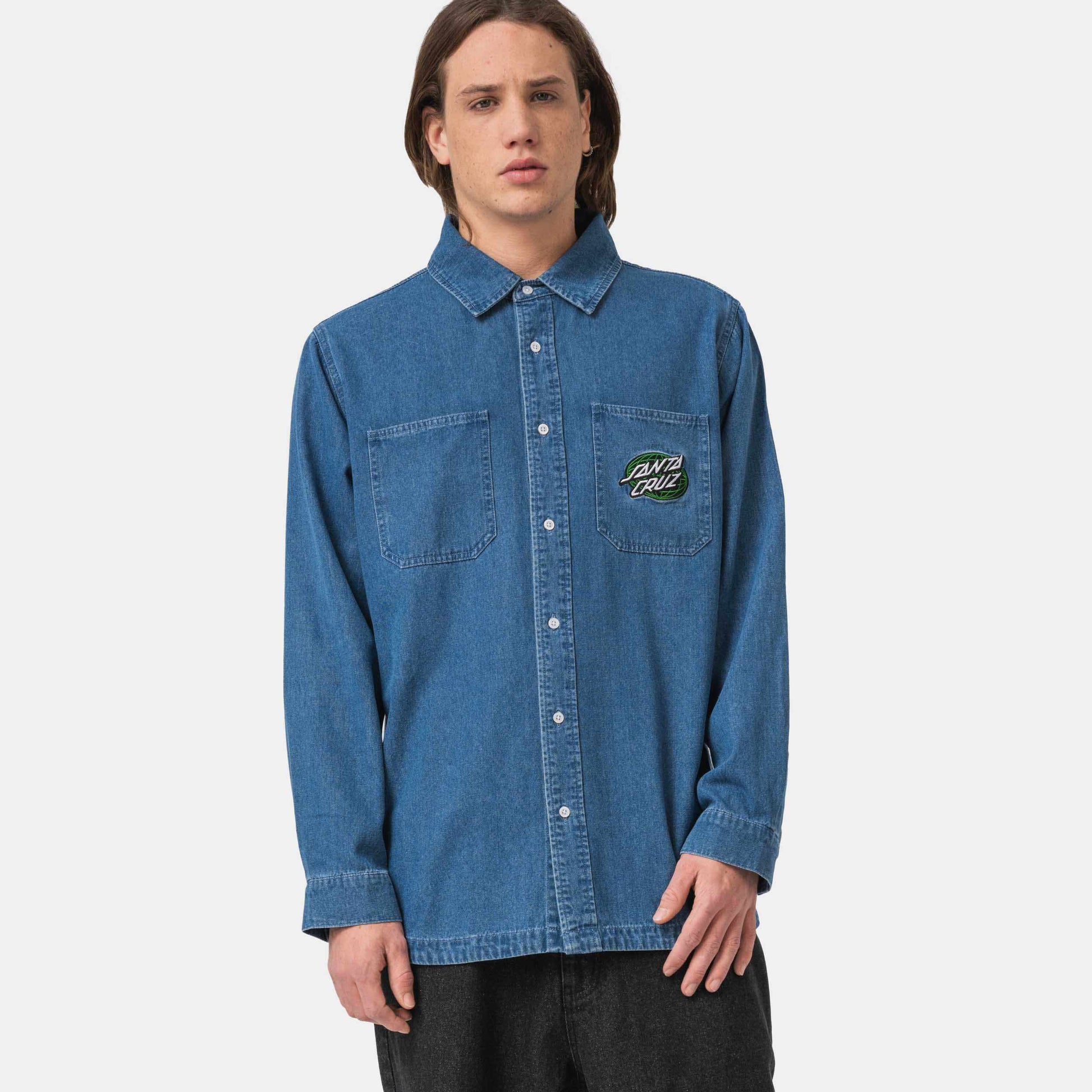 Santa Cruz Global Oval Dot Denim Shirt Classic Blue