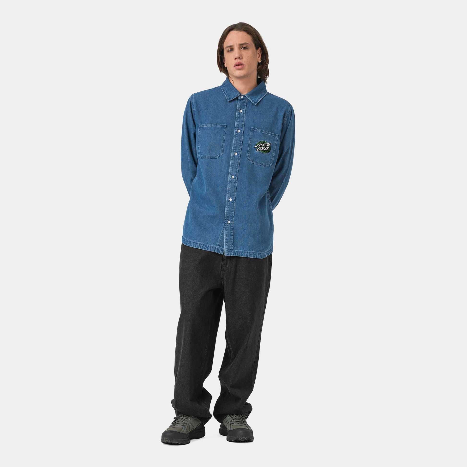 Santa Cruz Global Oval Dot Denim Shirt Classic Blue