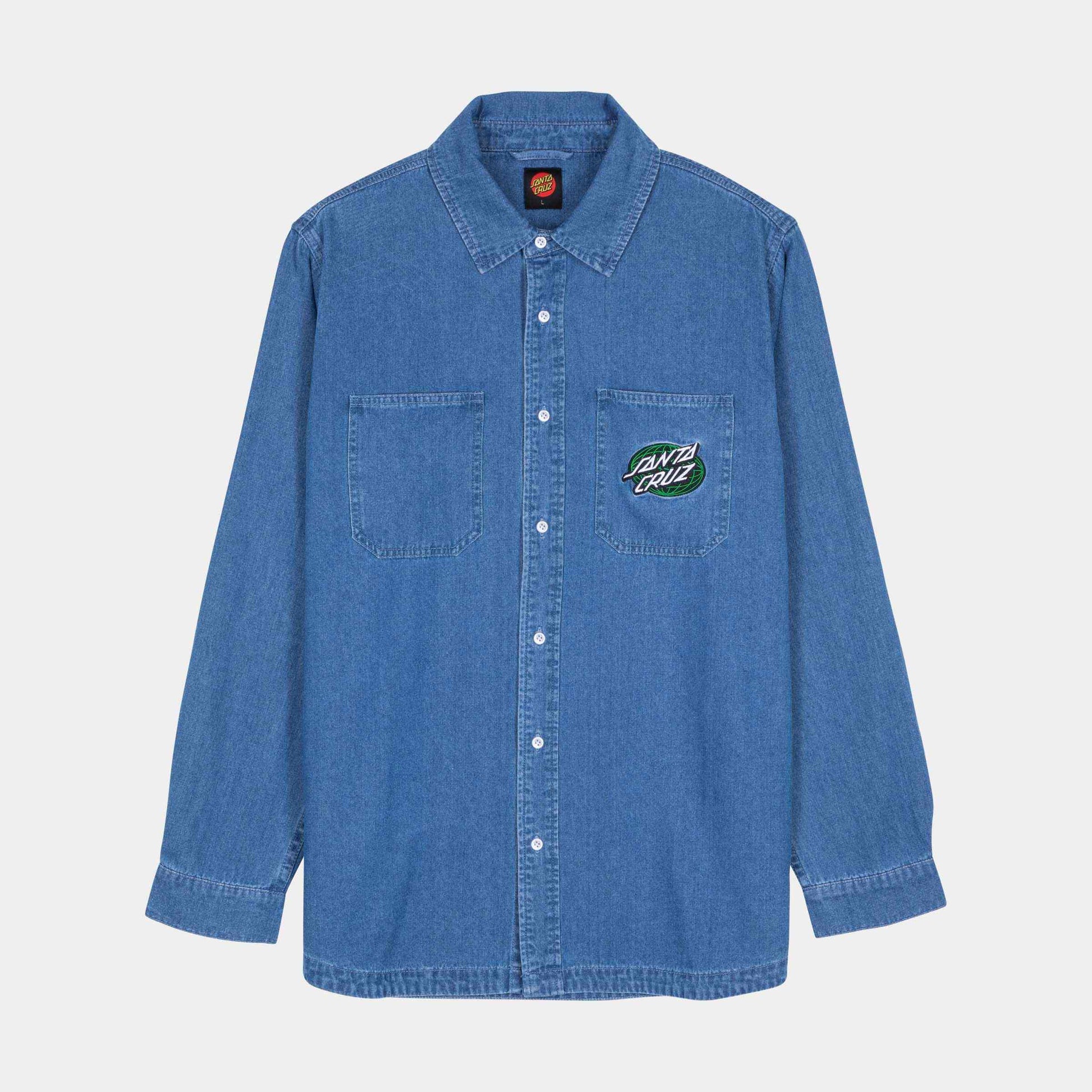 Santa Cruz Global Oval Dot Denim Shirt Classic Blue