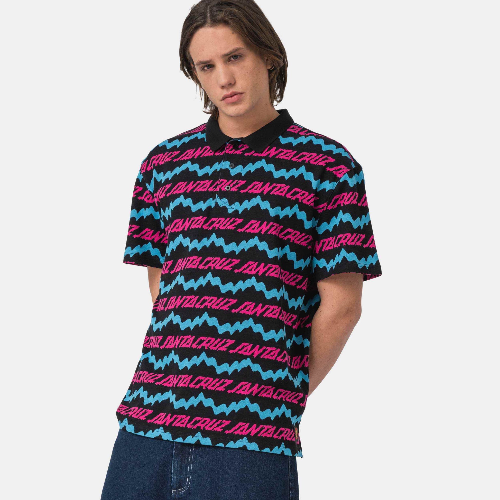 Santa Cruz Slime Drip Short Sleeve Polo Black
