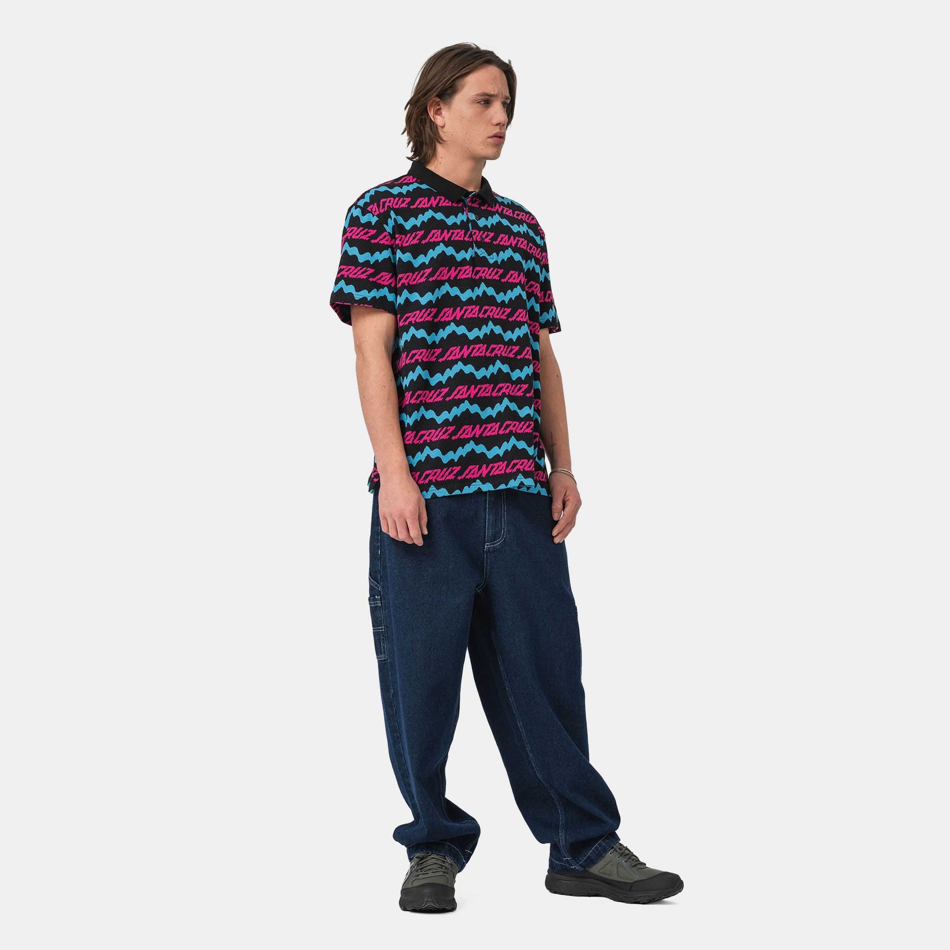 Santa Cruz Slime Drip Short Sleeve Polo Black