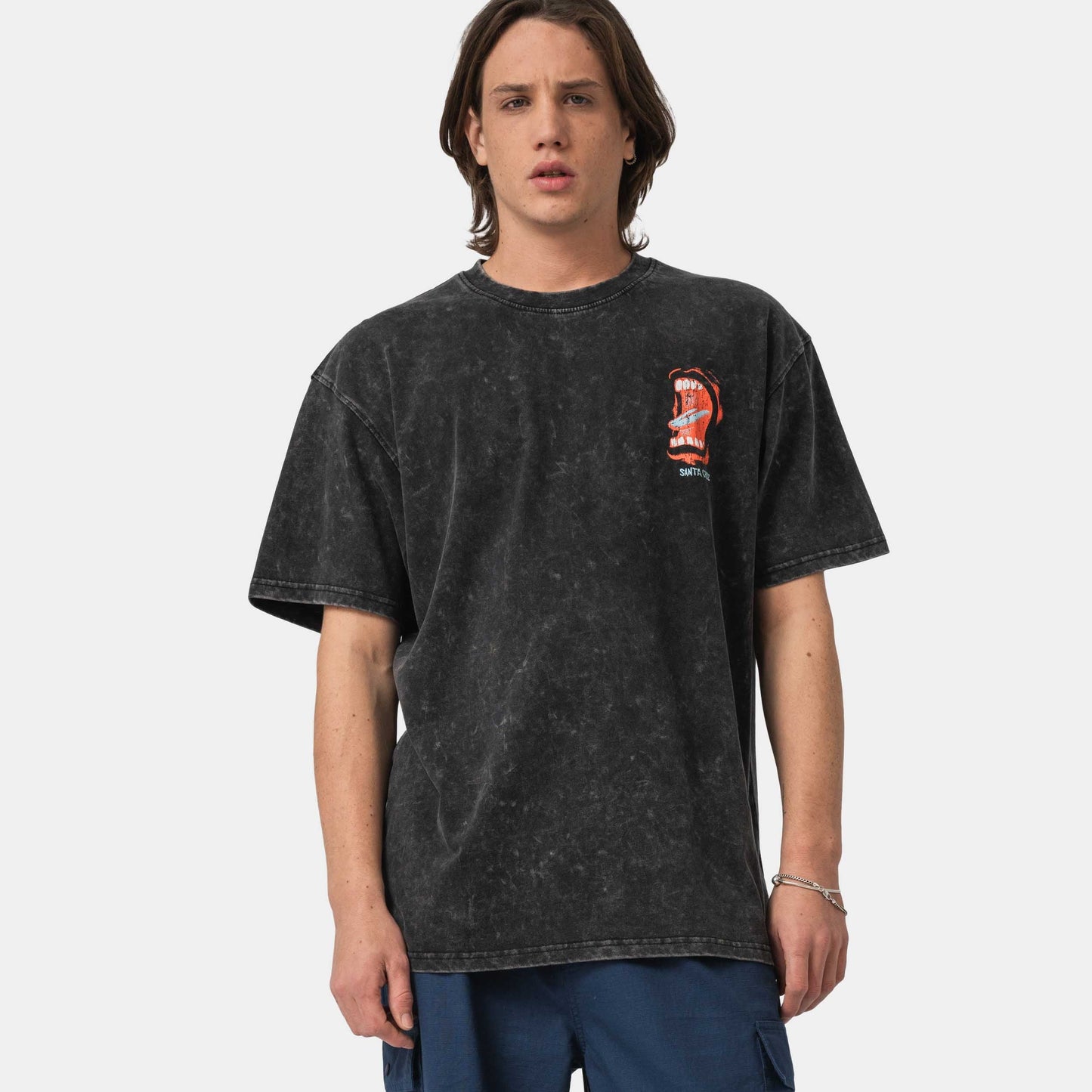 Santa Cruz VTG Screaming Connect T-Shirt Black Acid Wash