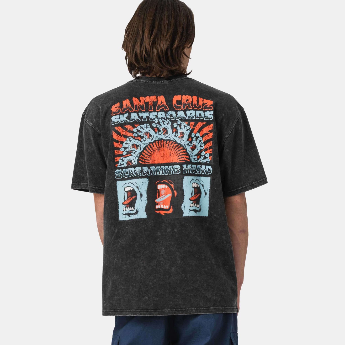 Santa Cruz VTG Screaming Connect T-Shirt Black Acid Wash