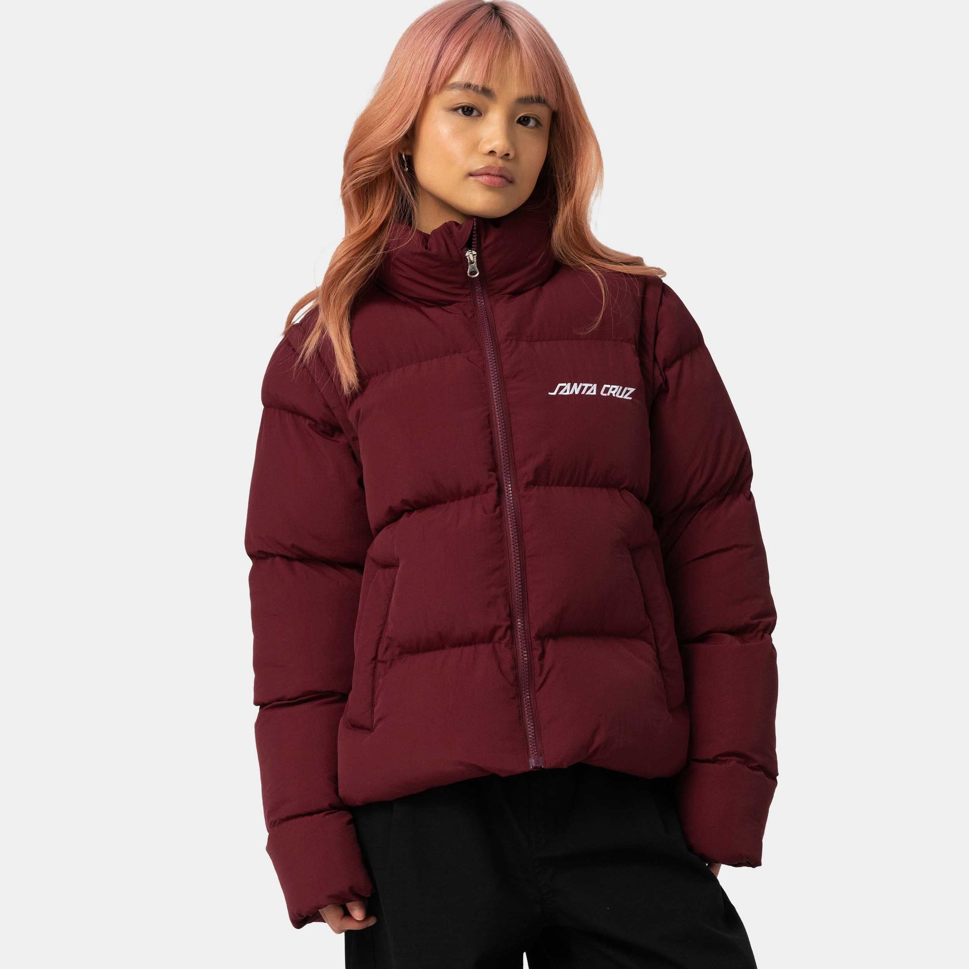 Santa Cruz Strip 2 in 1 Quilted Jacket Dark Cherry