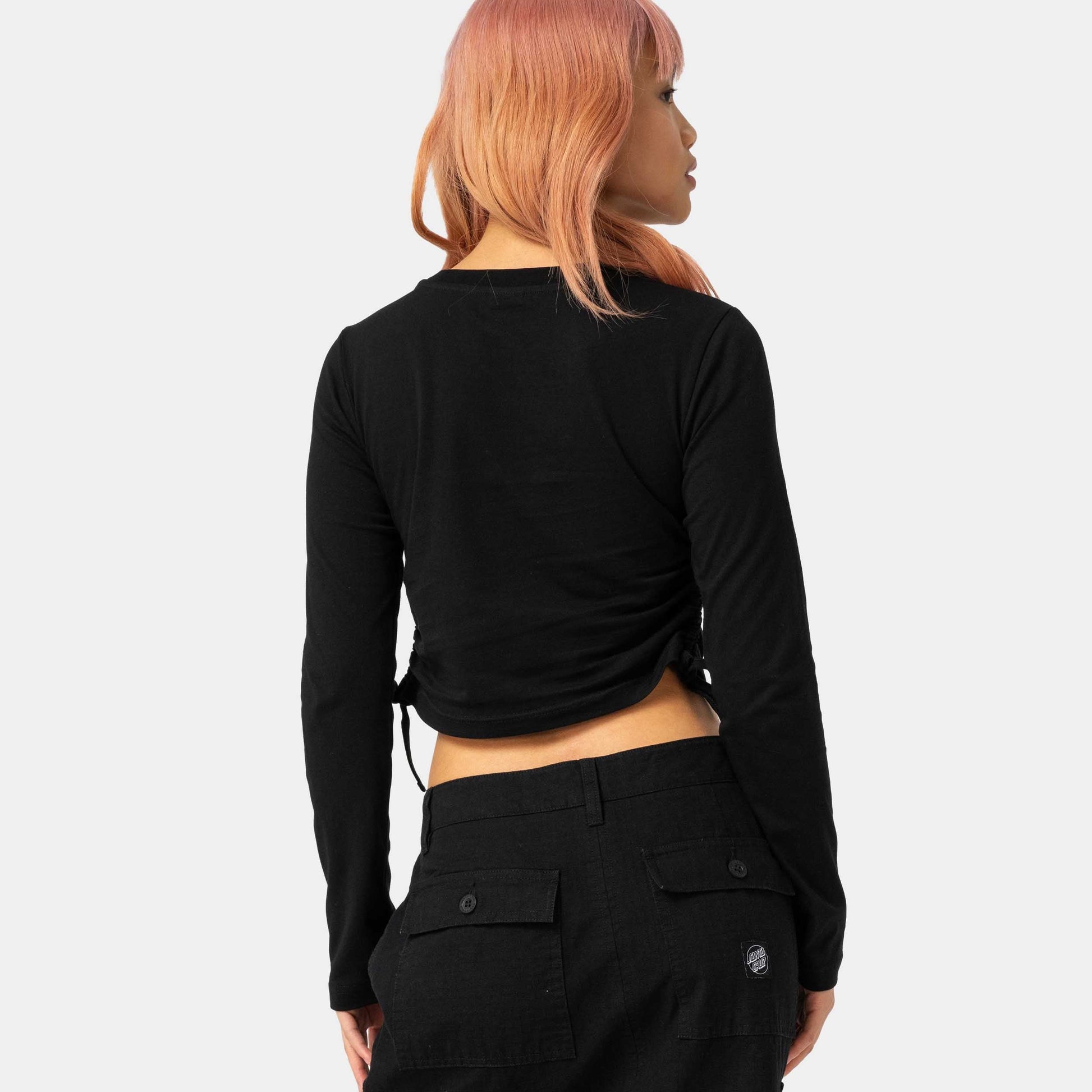 Santa Cruz Love Script Strip Tie L/S Top Black