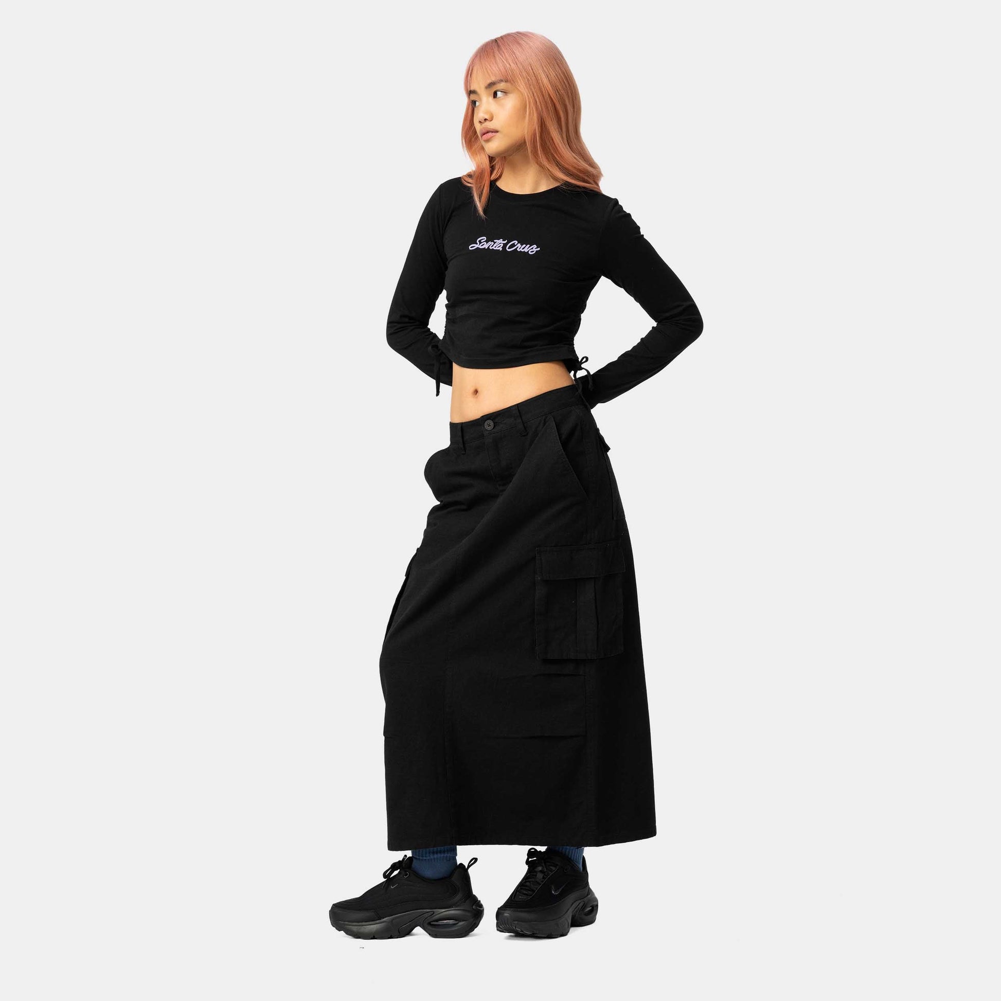 Santa Cruz Love Script Strip Tie L/S Top Black