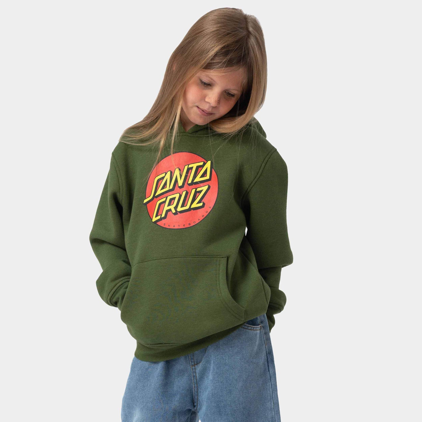 Santa Cruz Youth Classic Dot Hoodie Dark Moss