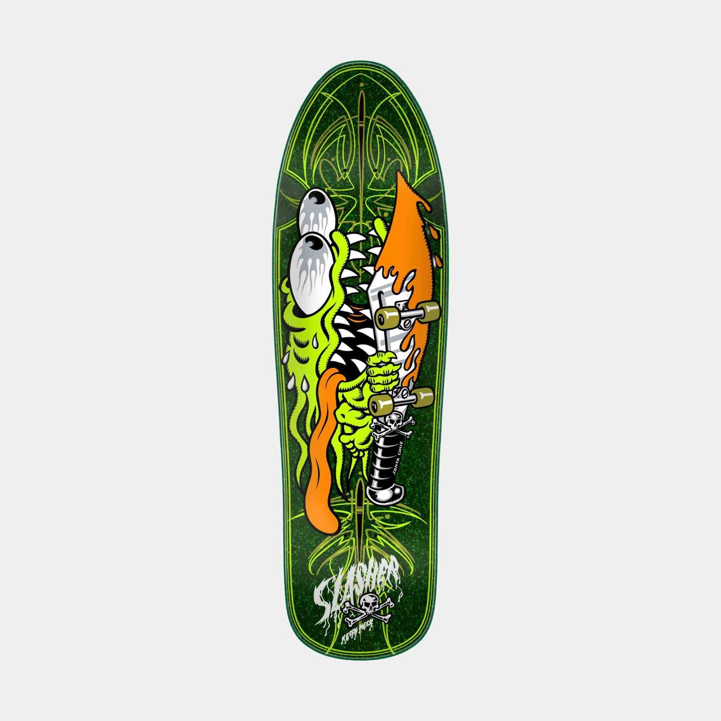Meek Pinstripe Slasher Green Skateboard Deck 9.23"