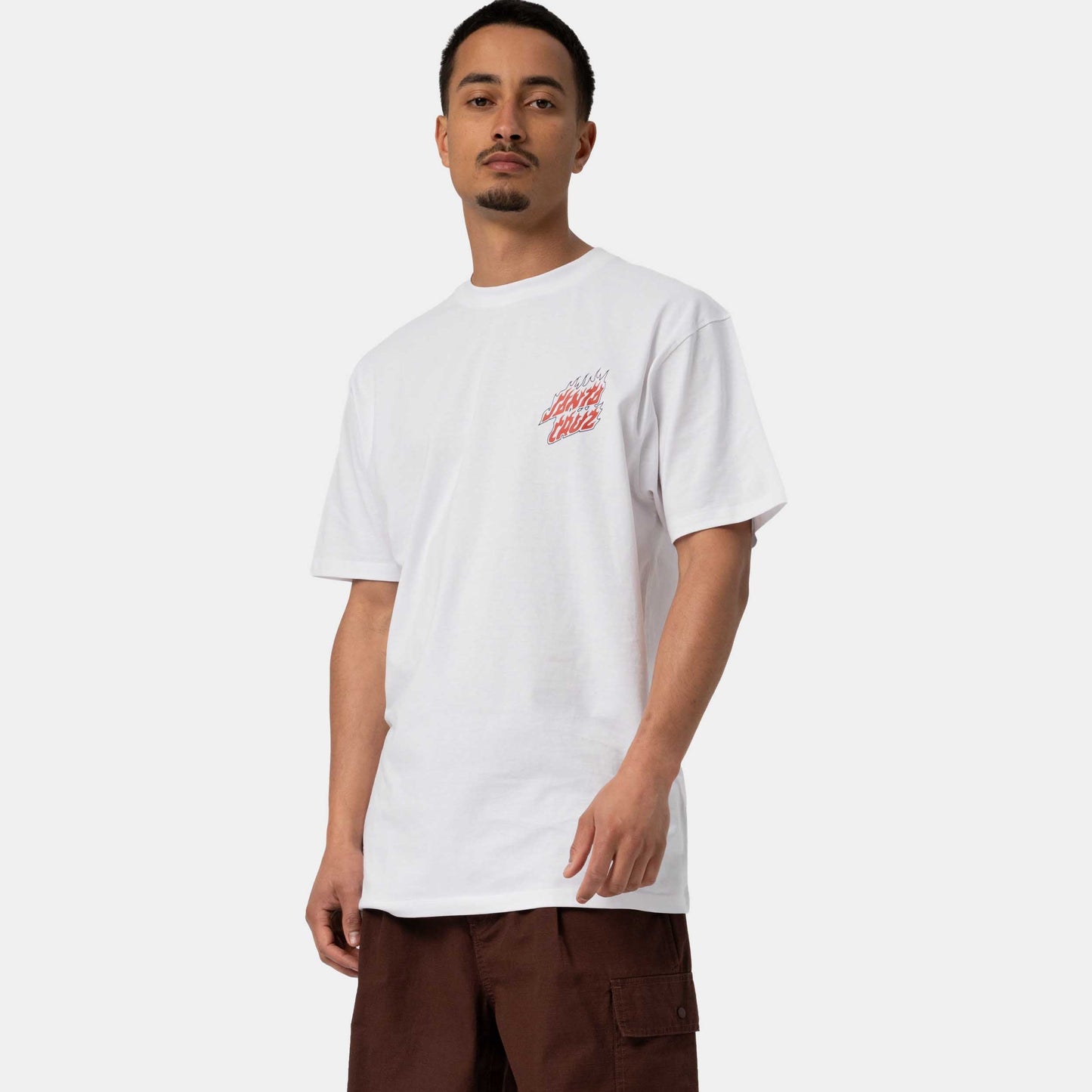 Santa Cruz Wired Flame Dot Chest T Shirt White