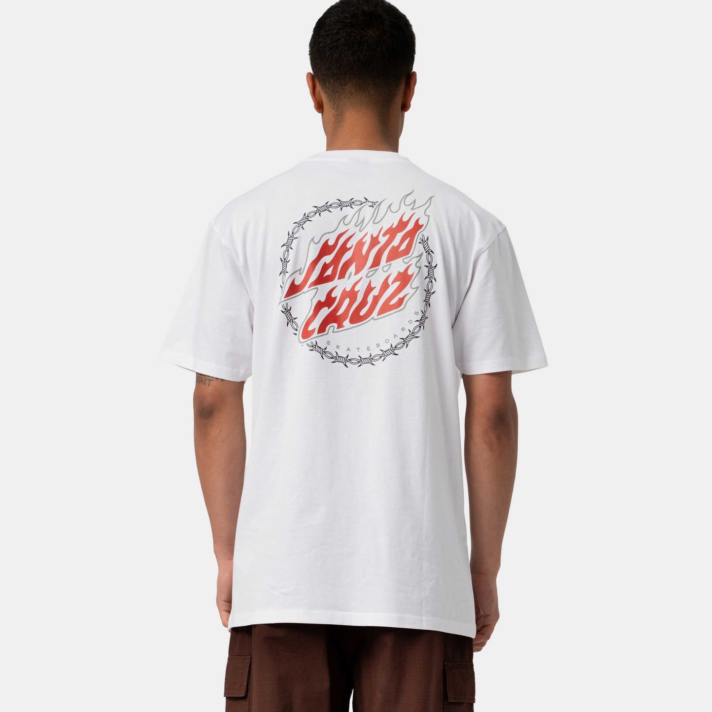 Santa Cruz Wired Flame Dot Chest T Shirt White