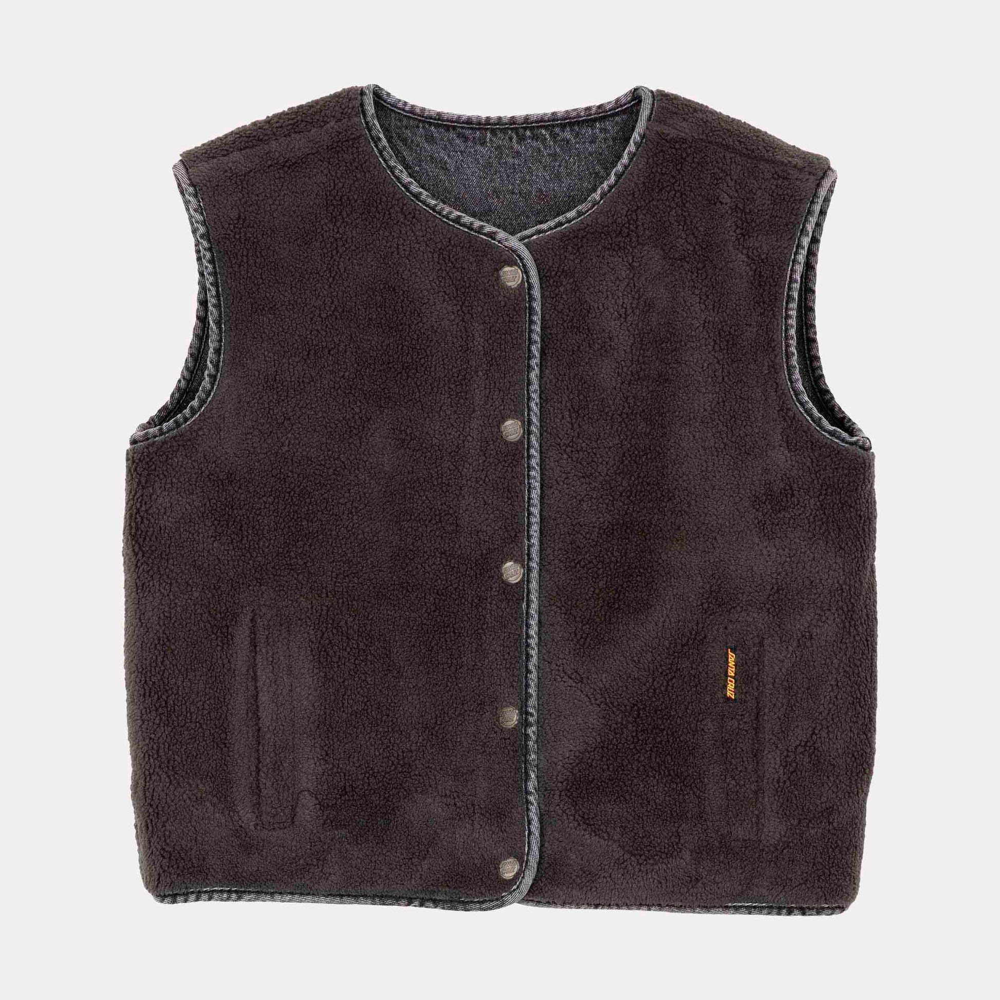 Santa Cruz Workers Reversible Vest Strange Mix Up Charcoal