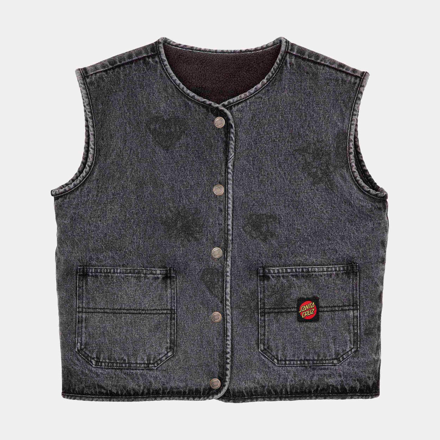 Santa Cruz Workers Reversible Vest Strange Mix Up Charcoal