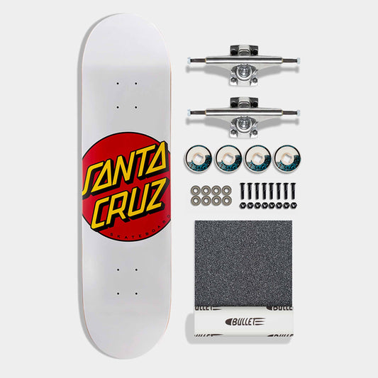 Santa Cruz Build At Home Complete - Classic Dot With Krux 8in X 31.25in - White