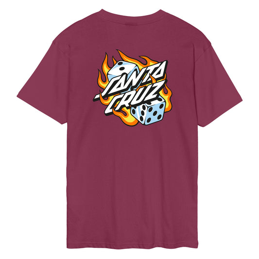 Flaming Dice Dot Chest Santa Cruz T-Shirt