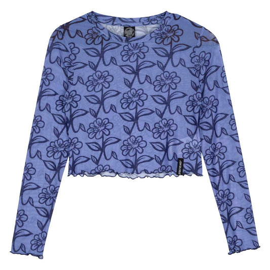 Delfino Flower Mesh Crop L/S