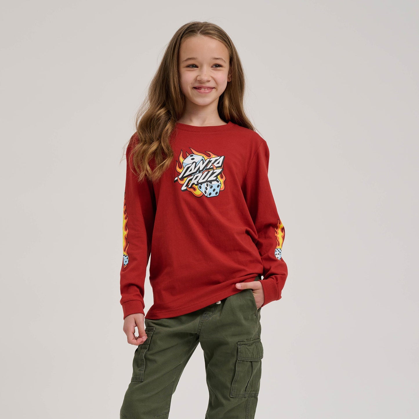 Youth Flaming Dice Dot L/S
