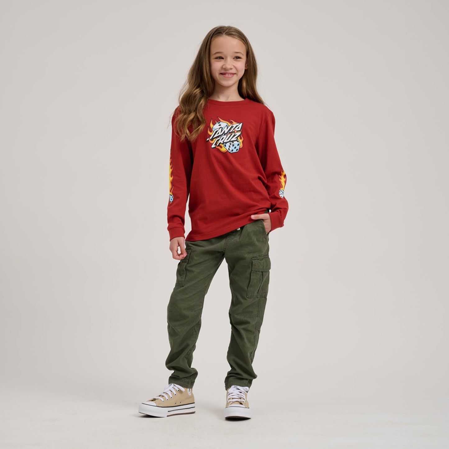 Youth Flaming Dice Dot L/S