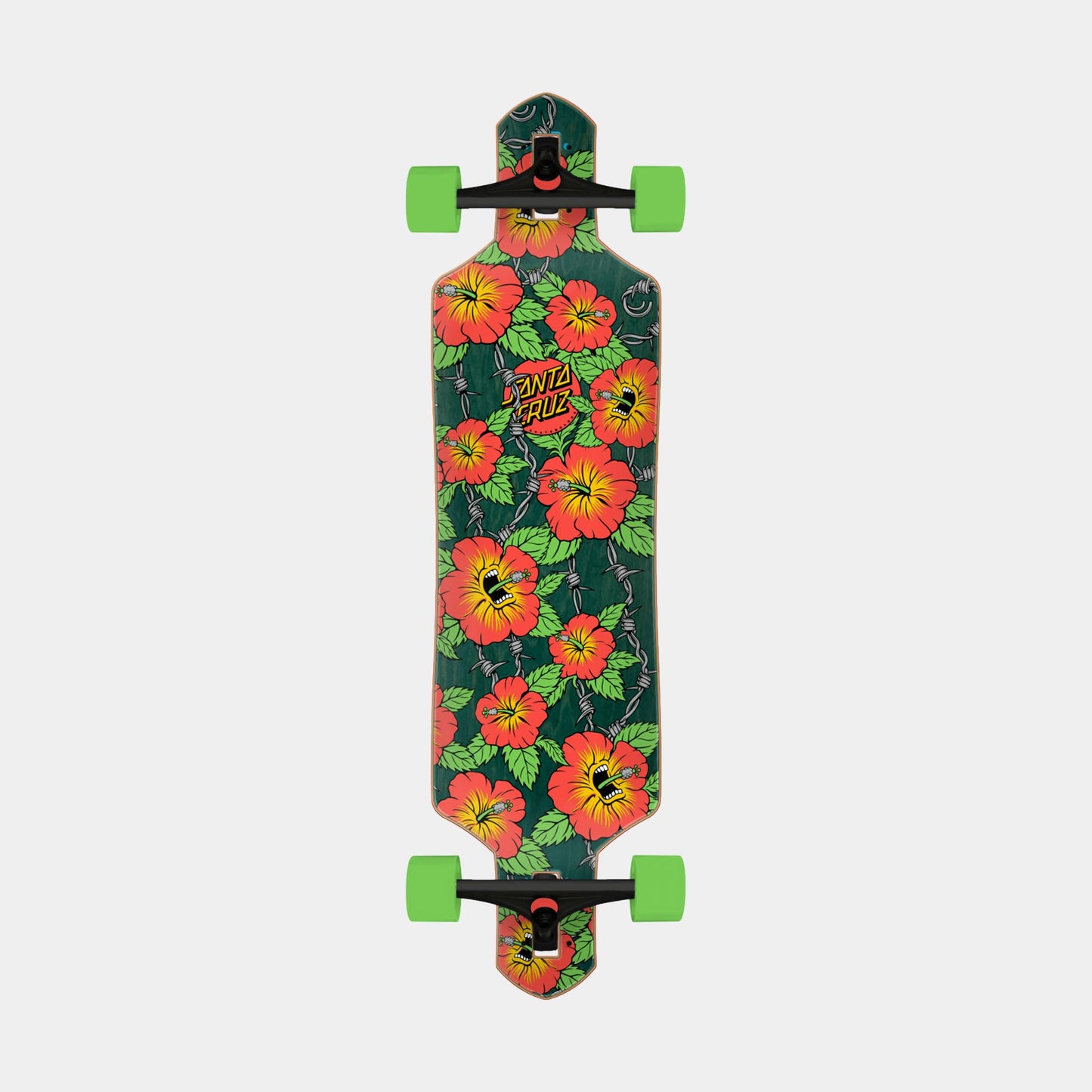 Screaming Hibiscus Drop Thru Longboard 9"