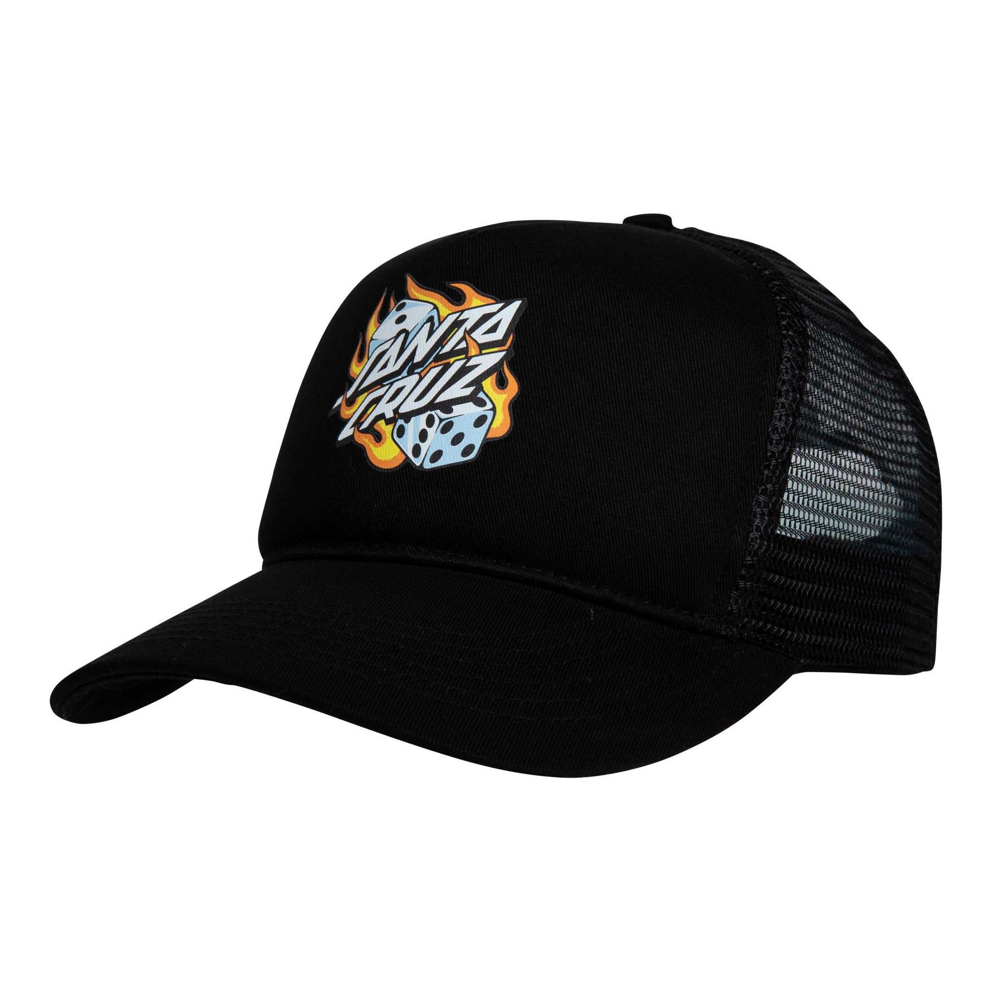 Santa Cruz Flaming Dice Dot Meshback Cap - Black
