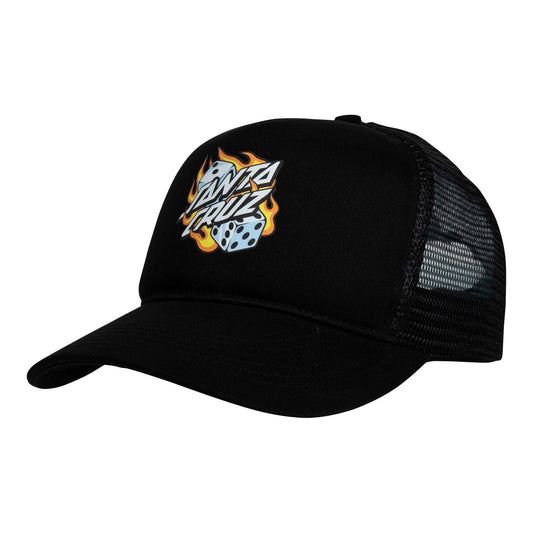 Santa Cruz Flaming Dice Dot Meshback Cap - Black