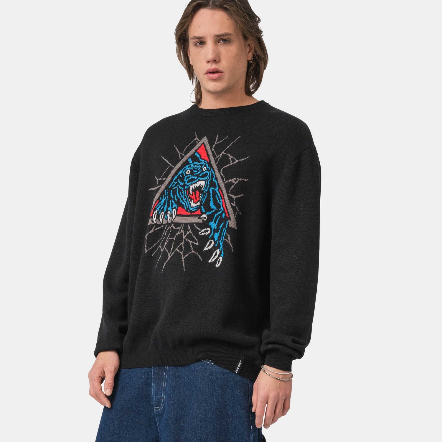 Santa Cruz Natas SC Panther Knit Crew Black
