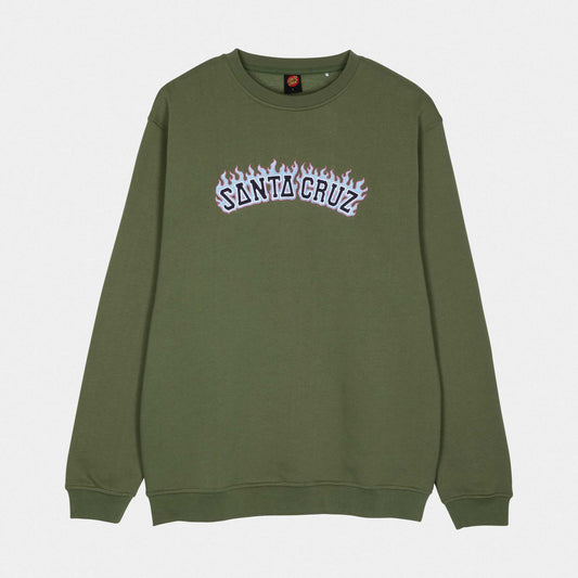 Santa Cruz Burnt Collegiate Crew Dark Moss