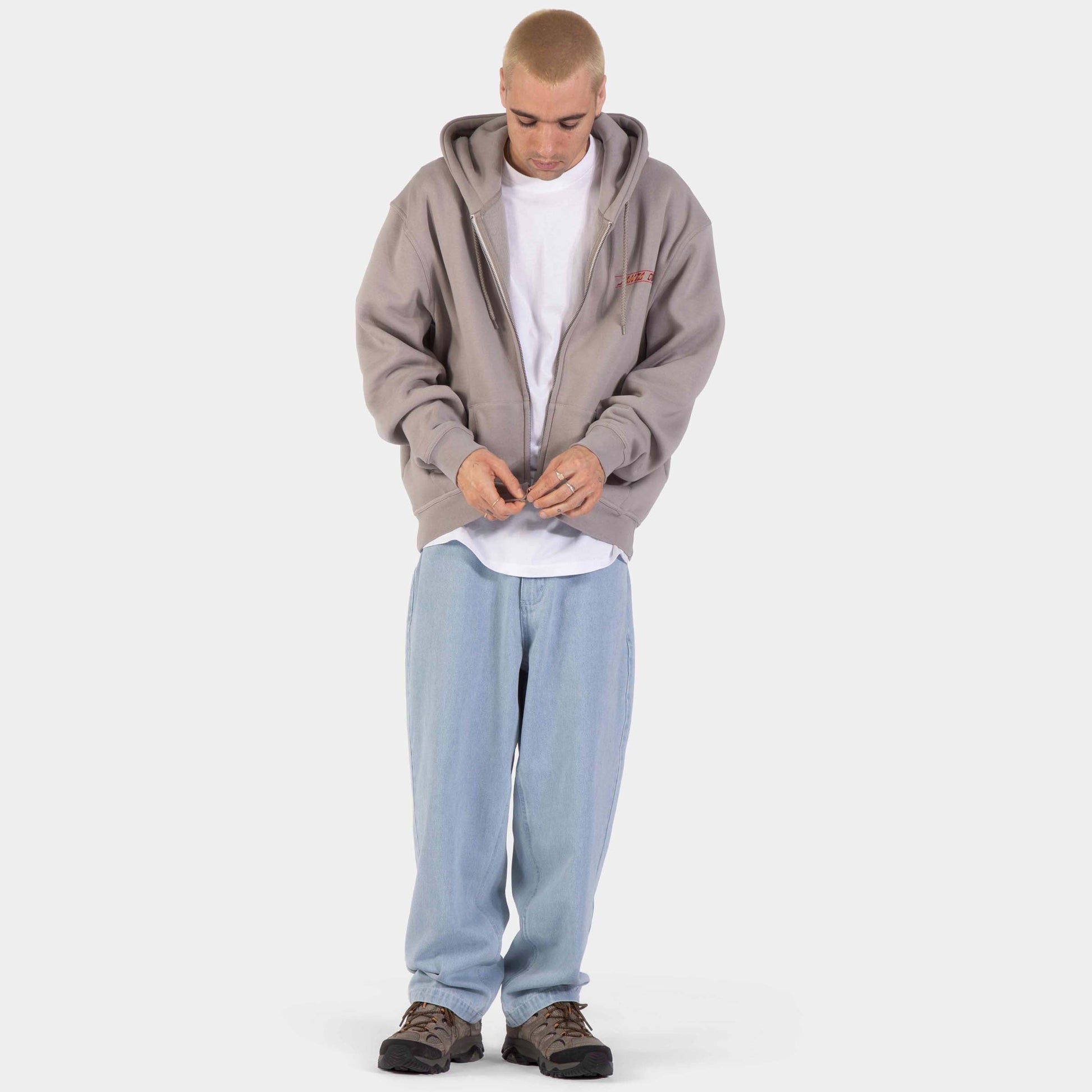 Santa Cruz | Classic Strip Fade Zip Hoodie Warm Grey