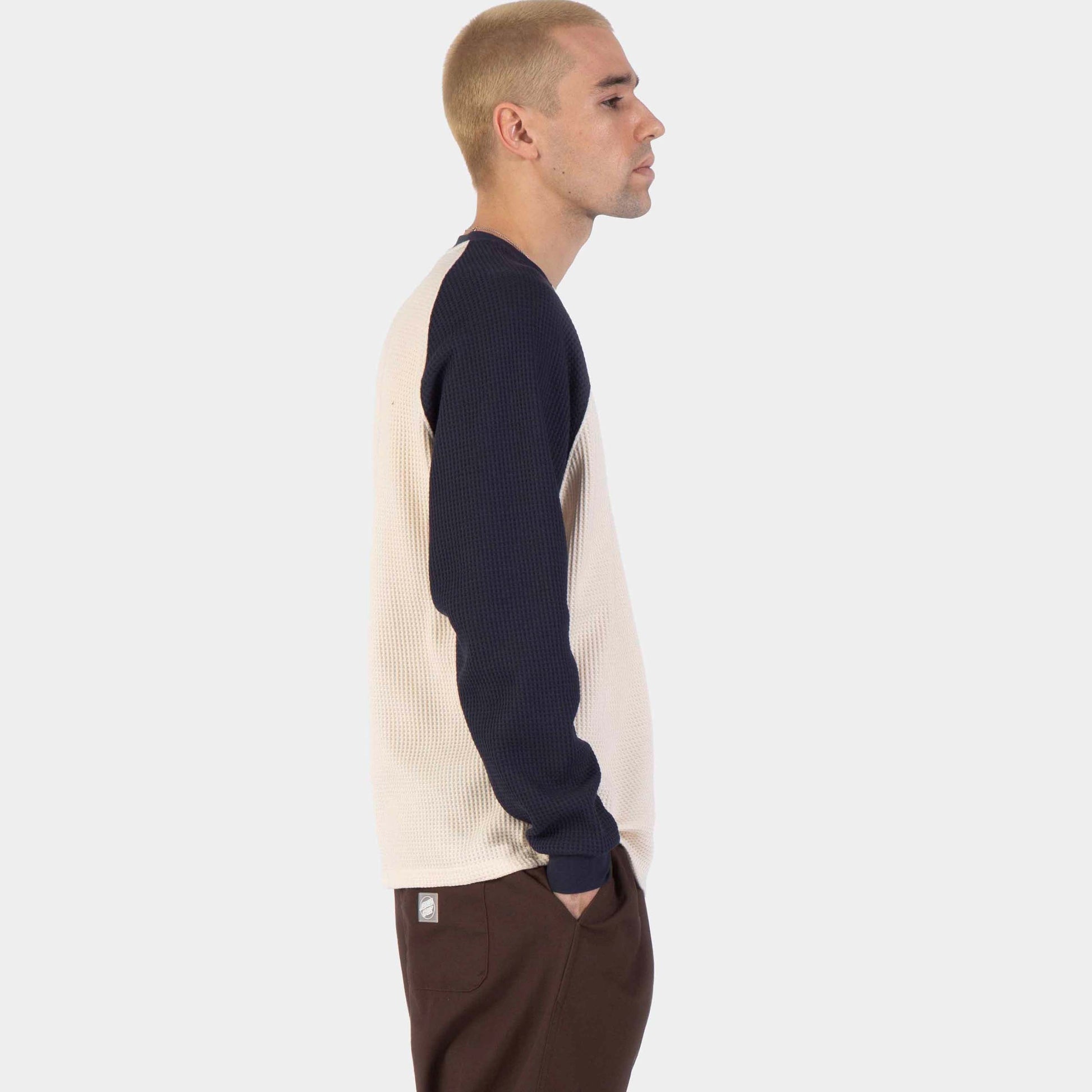 Santa Cruz | Classic Strip Raglan Long Sleeve T Shirt Wax Paper Midnight Blue