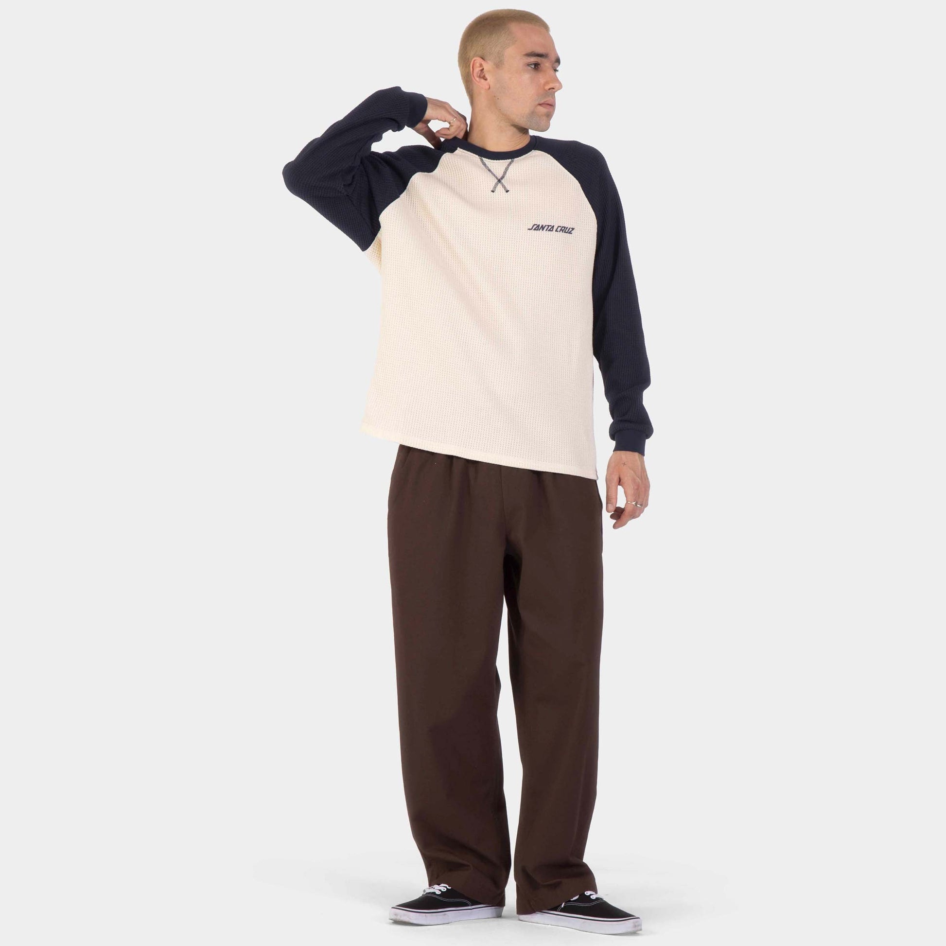 Santa Cruz | Classic Strip Raglan Long Sleeve T Shirt Wax Paper Midnight Blue