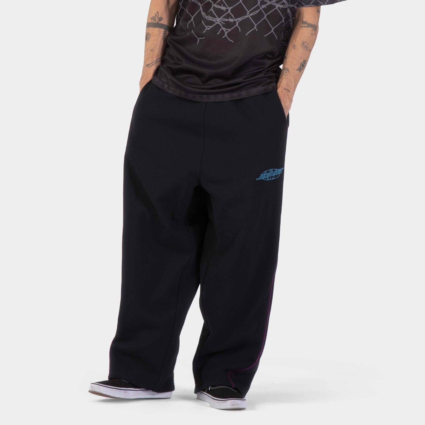 Santa Cruz | Pinstripe Wide Leg Jogger Black