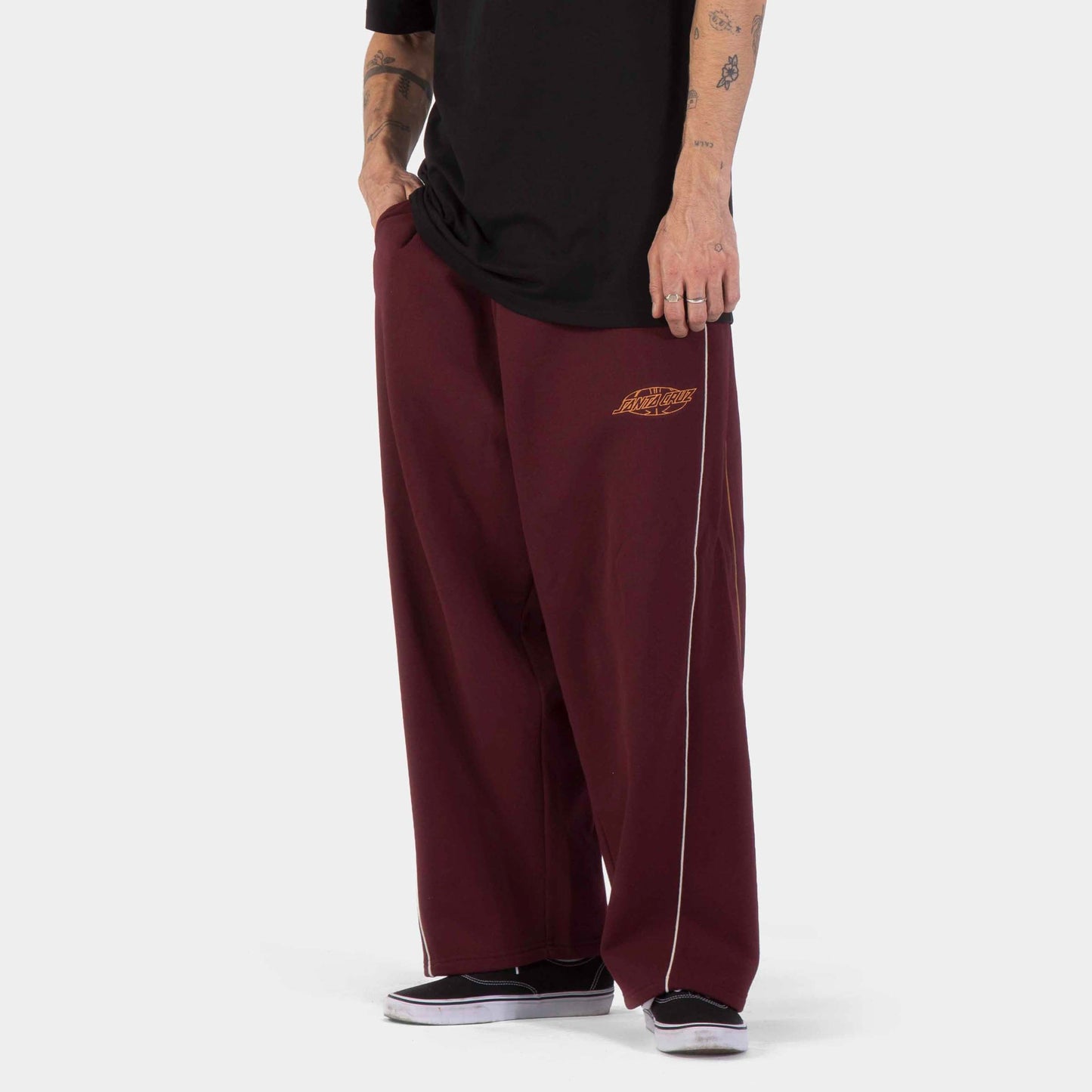 Santa Cruz | Pinstripe Wide Leg Jogger Dark Plum