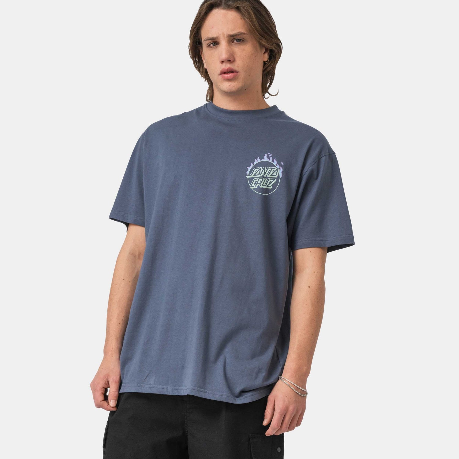 Santa Cruz Burnt Opus OVRSZD T-Shirt Heritage Blue