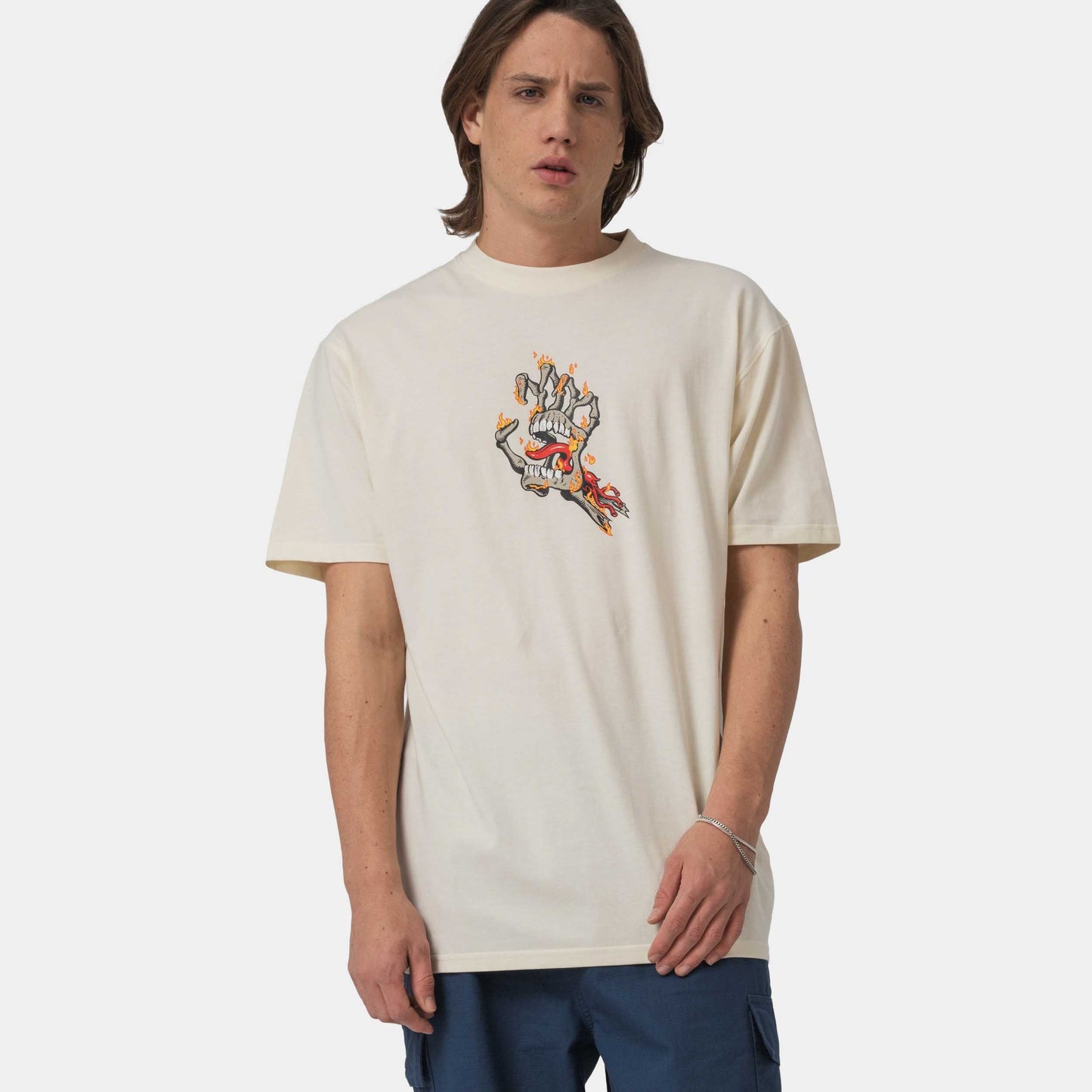 Santa Cruz Burnt Bone Hand T-Shirt Unbleached Cotton