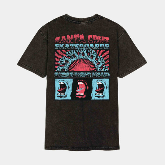 Santa Cruz VTG Screaming Connect T-Shirt Black Acid Wash
