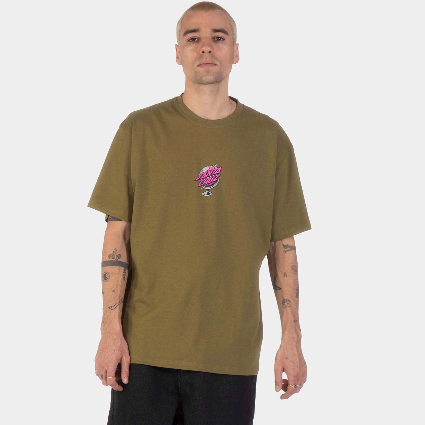 Santa Cruz | Knibbs Cryptic World Centre T Shirt Deep Olive