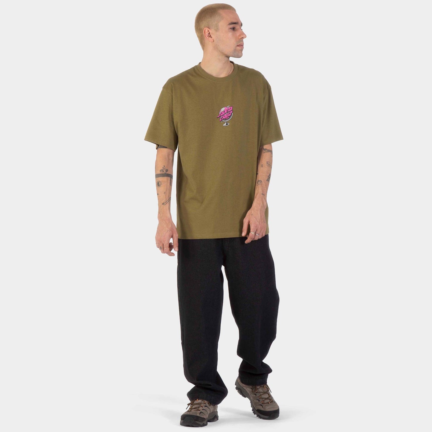 Santa Cruz | Knibbs Cryptic World Centre T Shirt Deep Olive