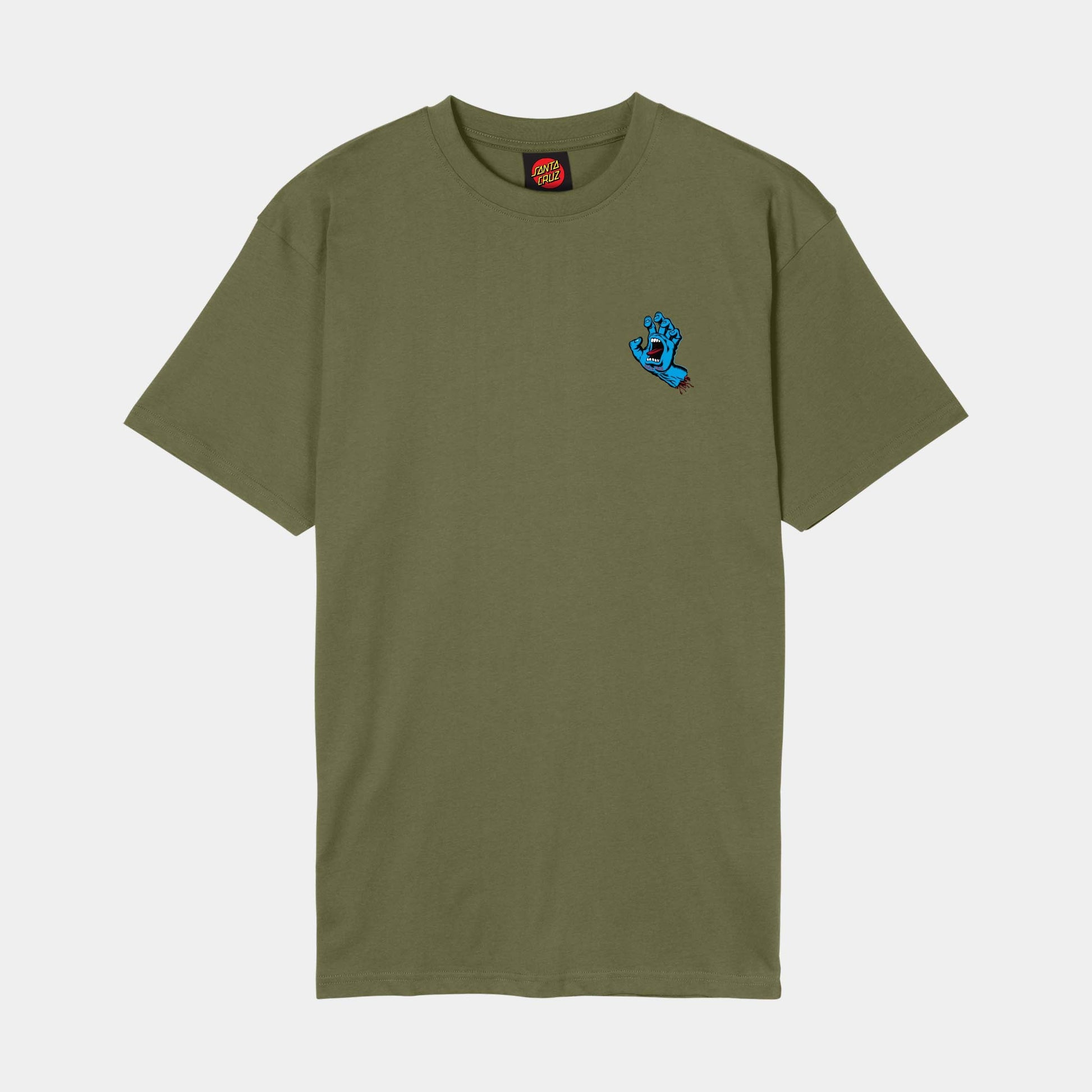 Santa Cruz | Screaming Hand Chest T Shirt Deep Olive