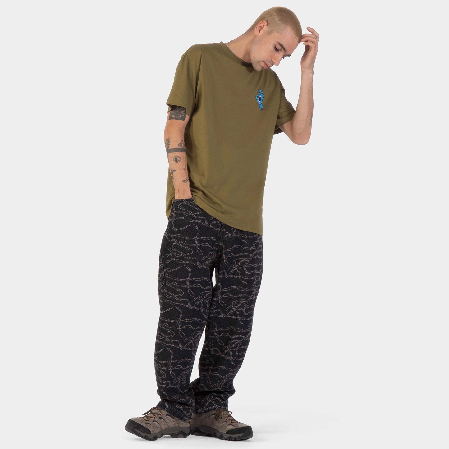 Santa Cruz | Screaming Hand Chest T Shirt Deep Olive