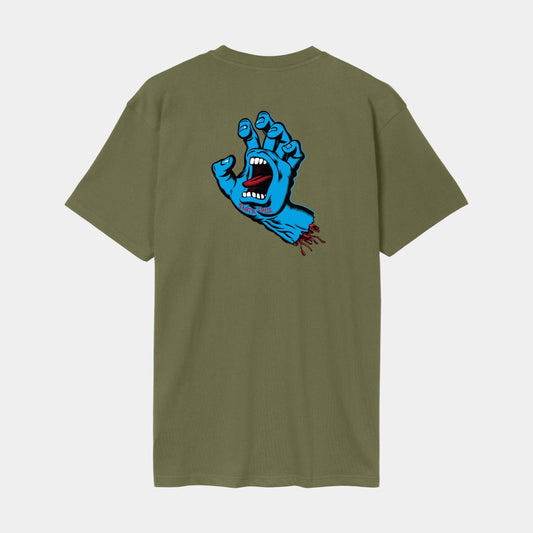 Santa Cruz | Screaming Hand Chest T Shirt Deep Olive