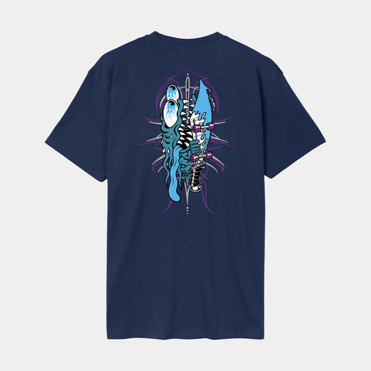 Santa Cruz | Meek Pinstripe Slasher T Shirt Midnight Blue