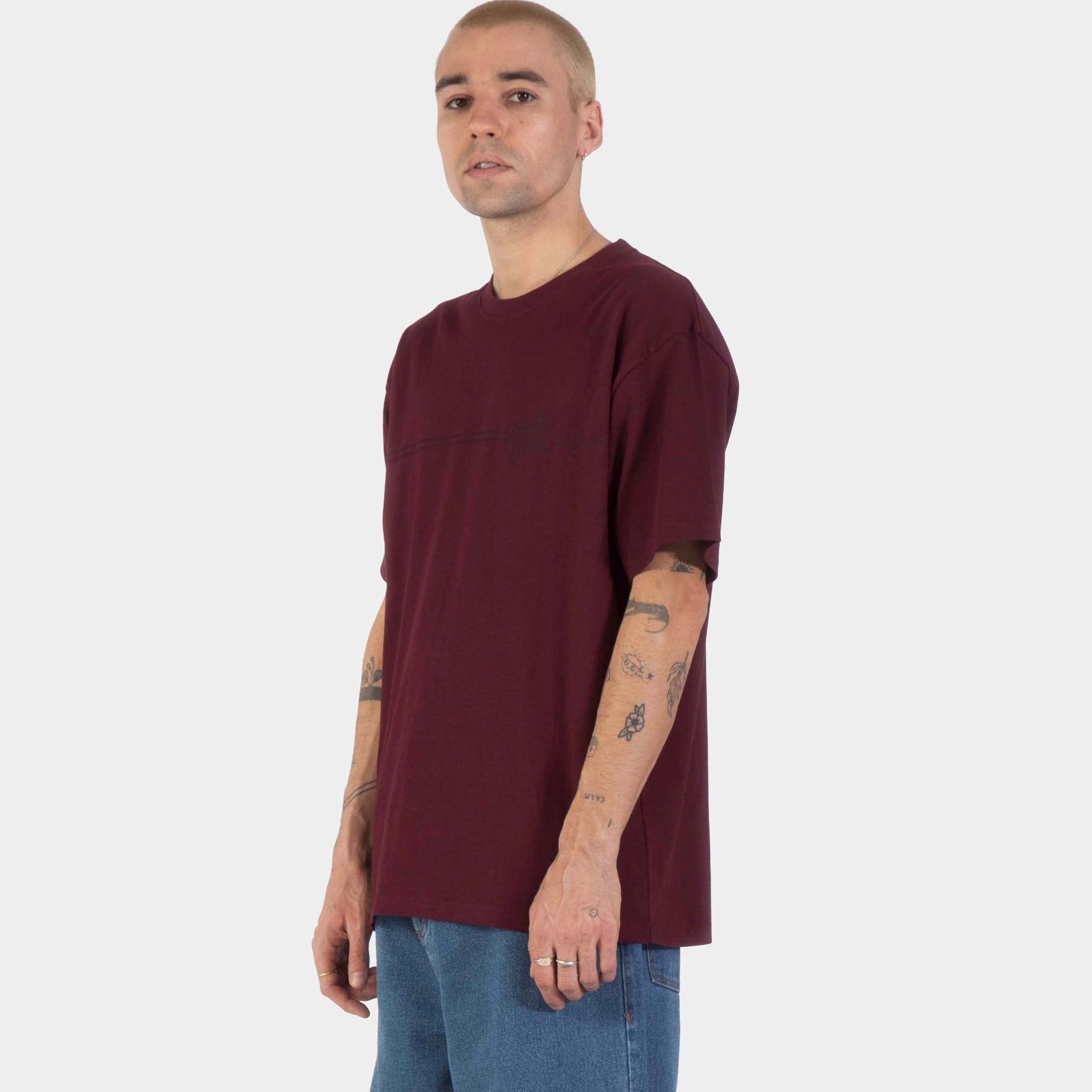 Santa Cruz | Tonal Opus Dot Stripe T Shirt Dark Plum