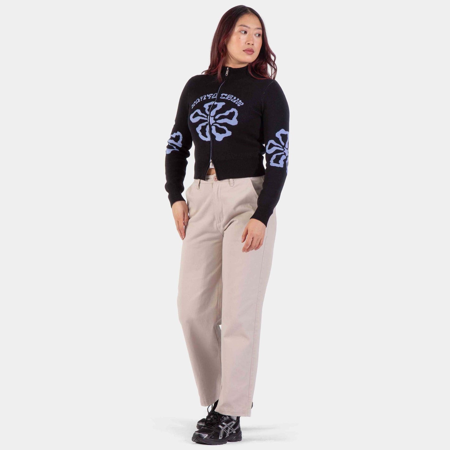 Santa Cruz | Flower Knit Track Top Black Wash