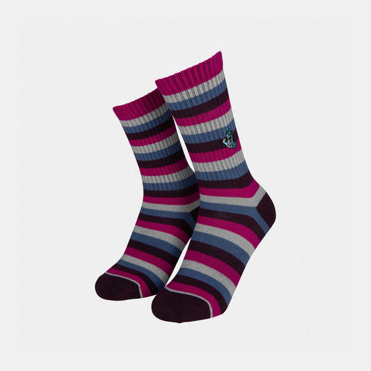 Santa Cruz Mini Hand Socks (2 Pack) Socks Dark Cherry & Mist Stripe
