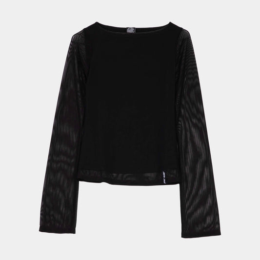 Santa Cruz | Strip Boat Neck Long Sleeve Top Black