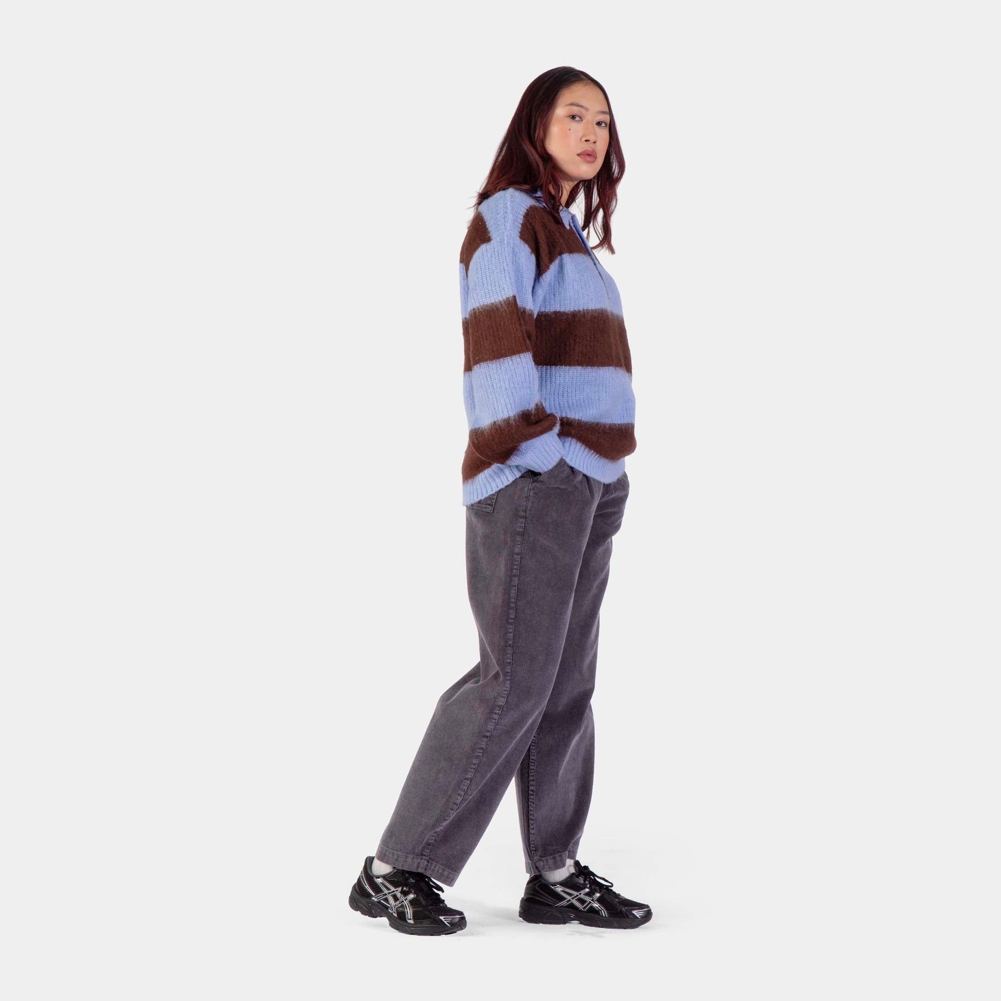 Santa Cruz | Groovy Stack Knit Polo Blue Brown Stripe