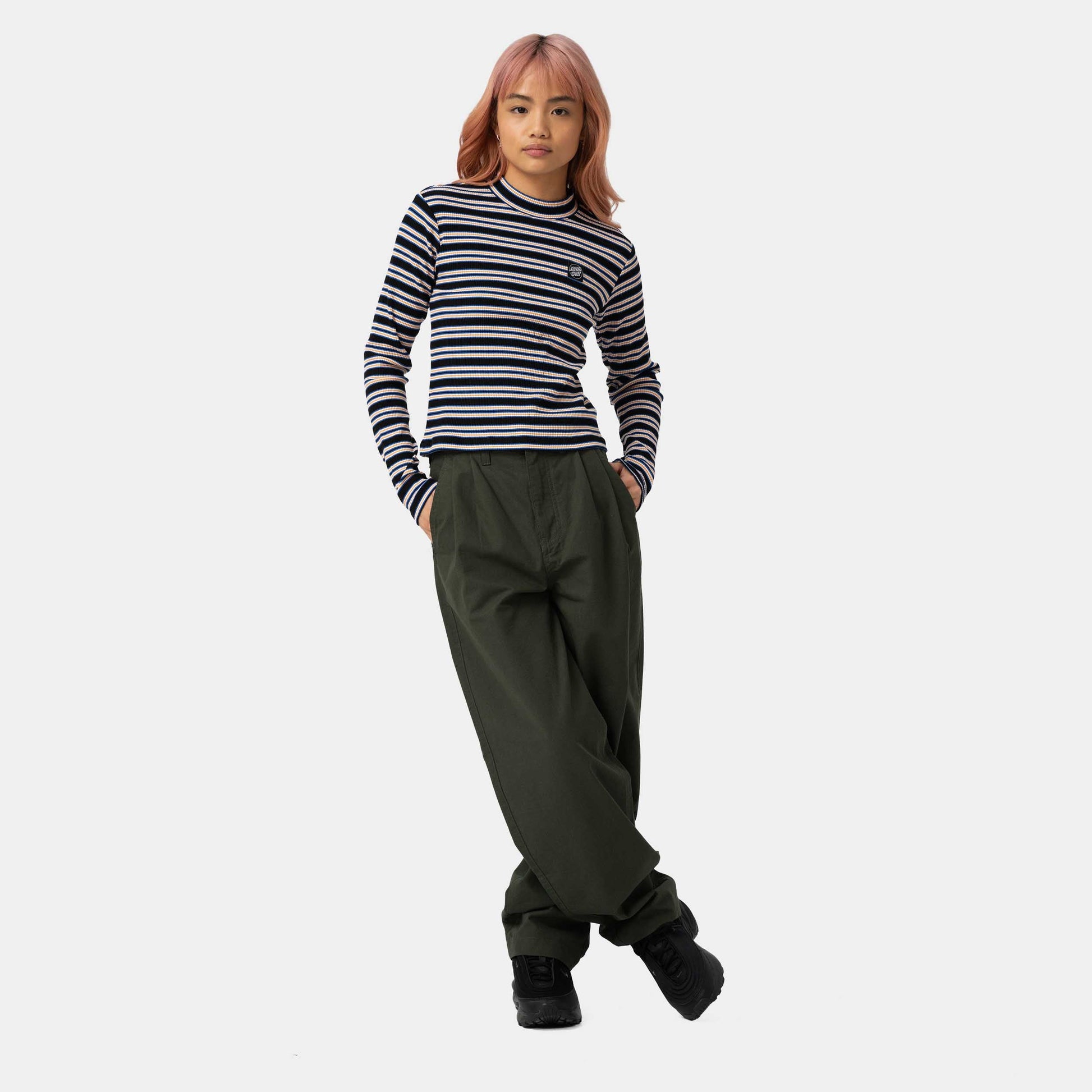 Santa Cruz Opus Dot Mock Neck L/S Top Multi Stripe