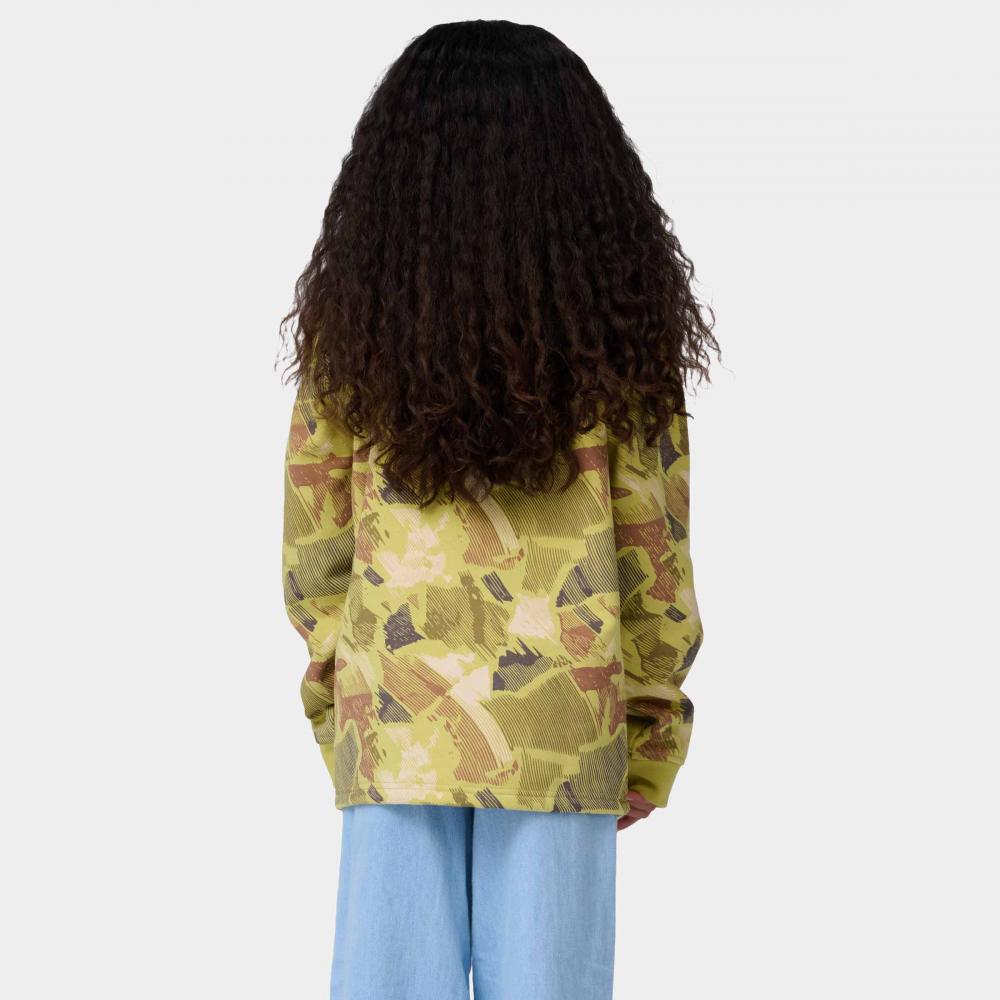 Santa Cruz | Youth Strip Oval 1/4 Zip Crew Faded Khaki Camo
