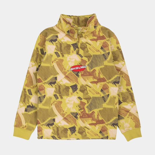 Santa Cruz | Youth Strip Oval 1/4 Zip Crew Faded Khaki Camo